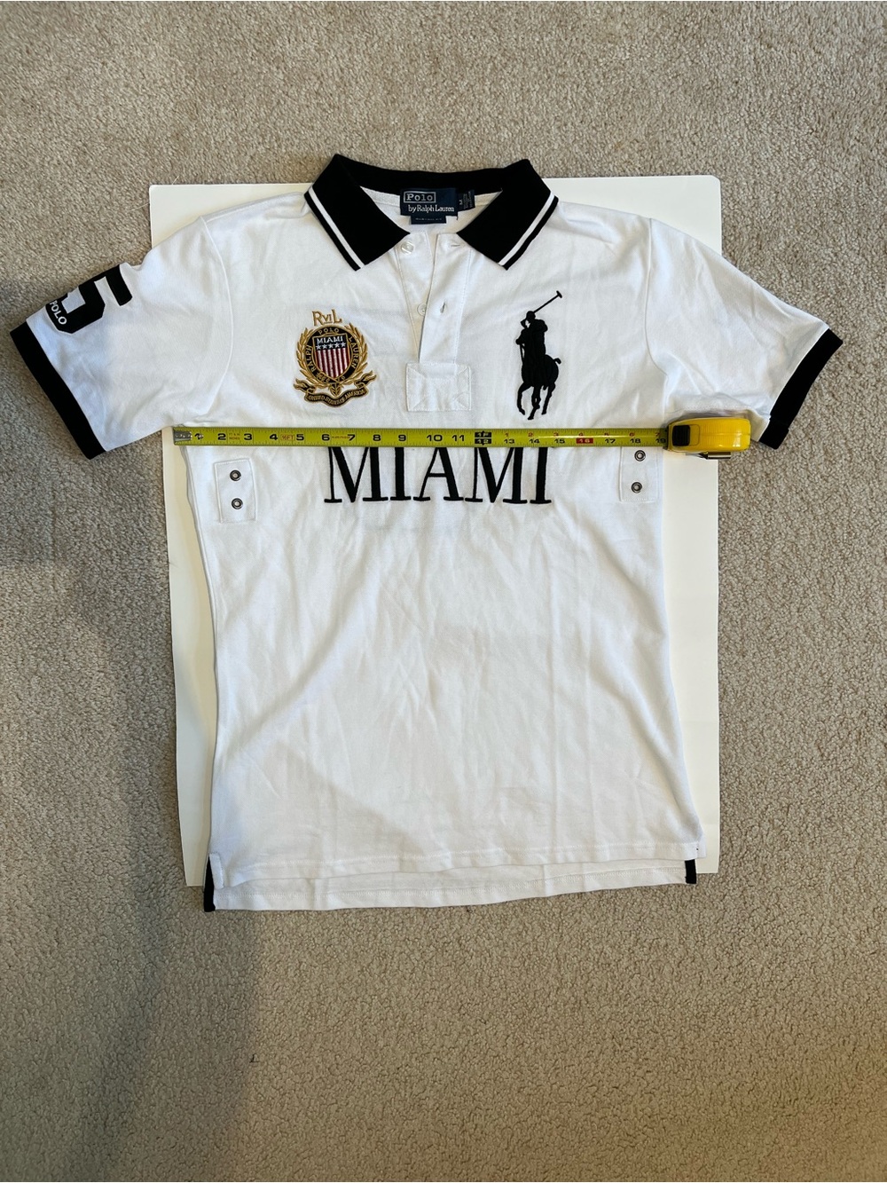 Ralph Lauren White Polo - Miami USA #5 - MEDIUM - Chief Keef Y2K Big Pony - Picture 9 of 9
